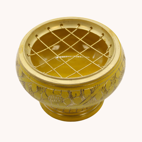Yellow charcoal resin incense burner for Solar Plexus Chakra energy and personal power