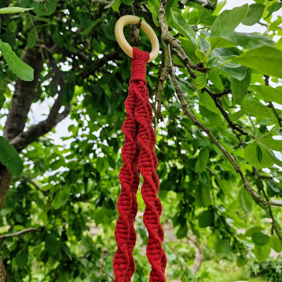 Handmade Macrame Plant Hanger with Wooden Shelf - Twist Knot