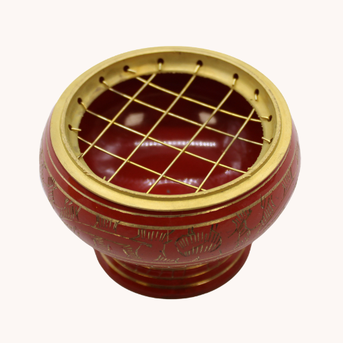 Burnt orange charcoal resin incense burner for Sacral Chakra creativity and passion 
