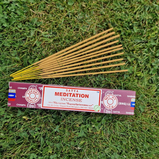 Satya Meditation incense box designed for deep inner stillness and mindfulness