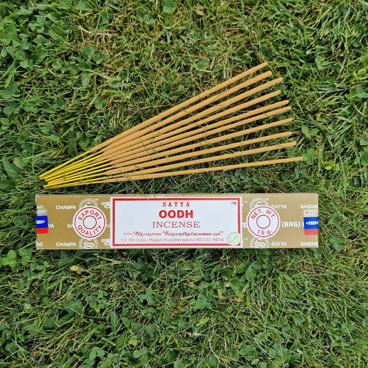 Satya Oodh incense with luxurious oud aroma for grounding and luxury rituals
