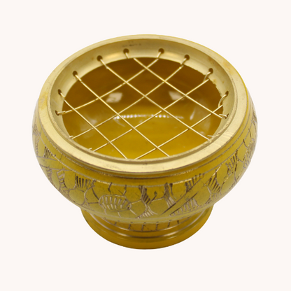 Yellow charcoal resin incense burner for Solar Plexus Chakra energy and personal power