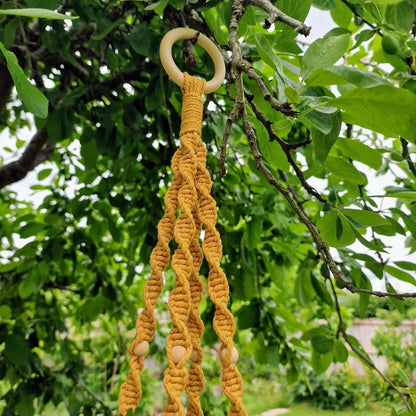 Handmade Macrame Plant Hanger with Wooden Shelf - Twist Knot